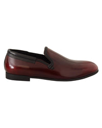 Dolce & Gabbana Burgundy Leather Loafers for Men 7 Bordeaux