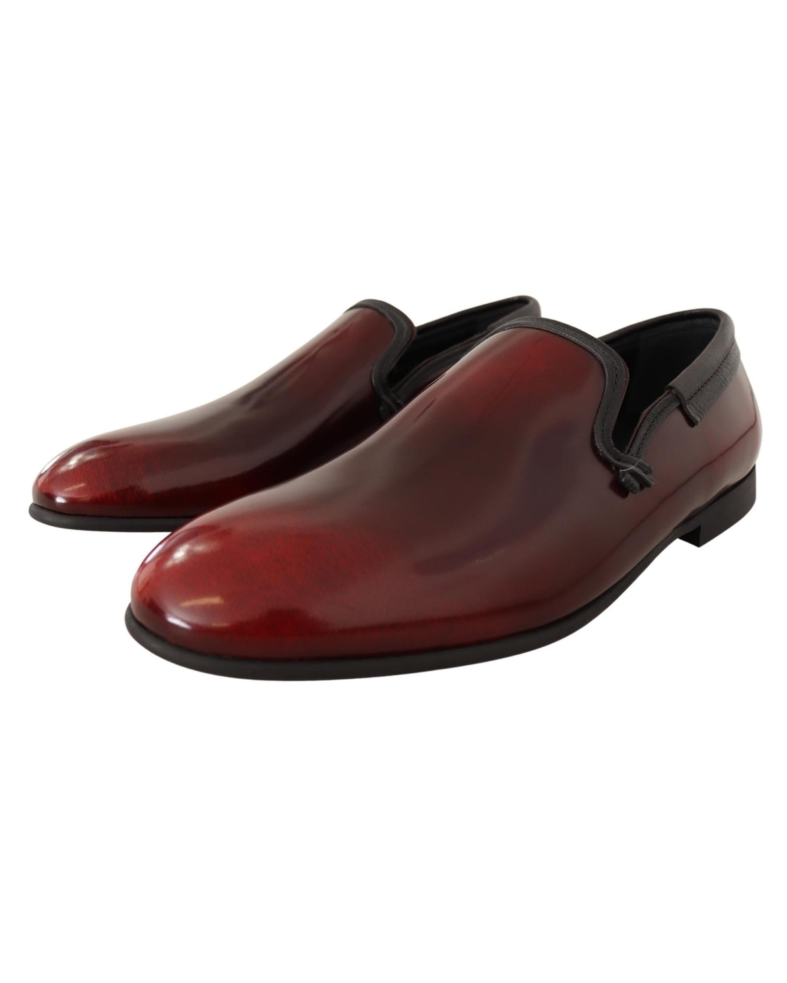 Dolce & Gabbana Burgundy Leather Loafers for Men