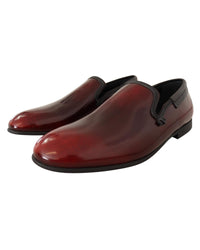 Dolce & Gabbana Burgundy Leather Loafers for Men