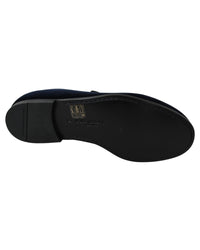 Dolce & Gabbana Velvet Slippers with Embroidered Logo - Blue