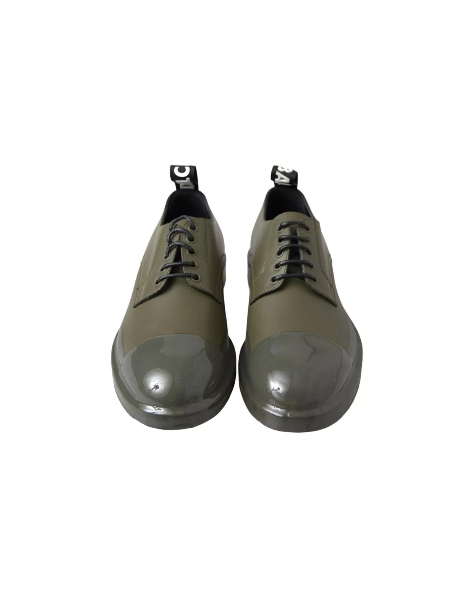 Dolce & Gabbana Laceless Derby Shoes Military Green Men Oxfords