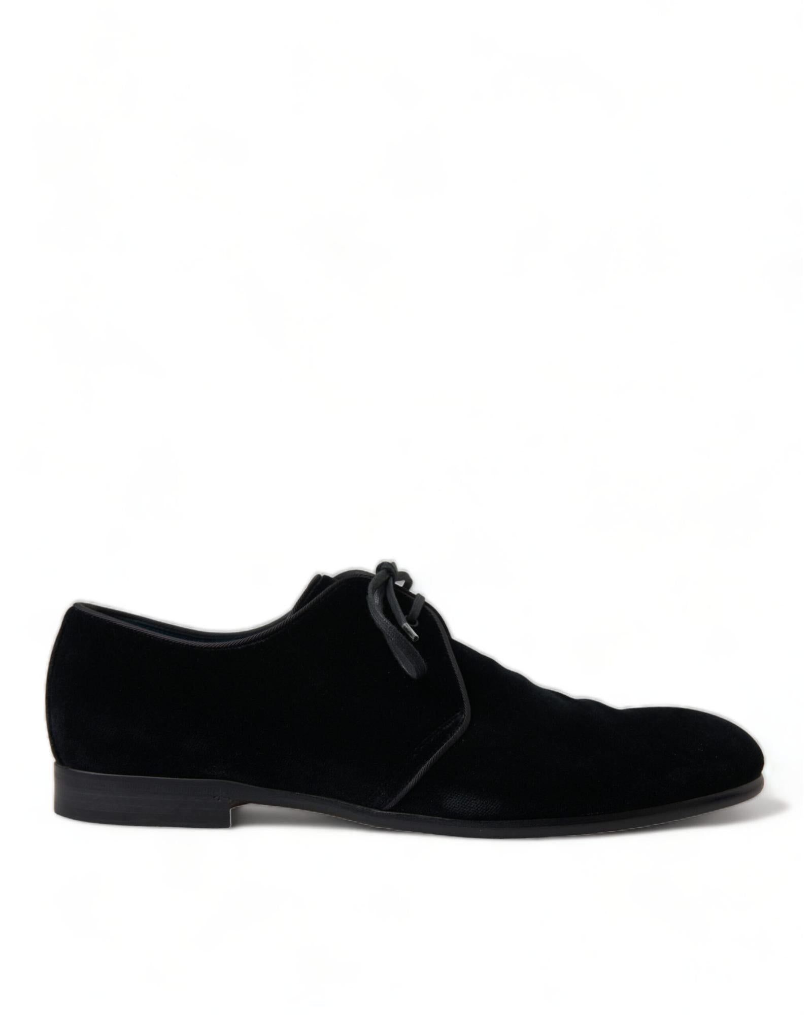 Dolce & Gabbana Men's Black Velvet Derby Shoes 11 Black