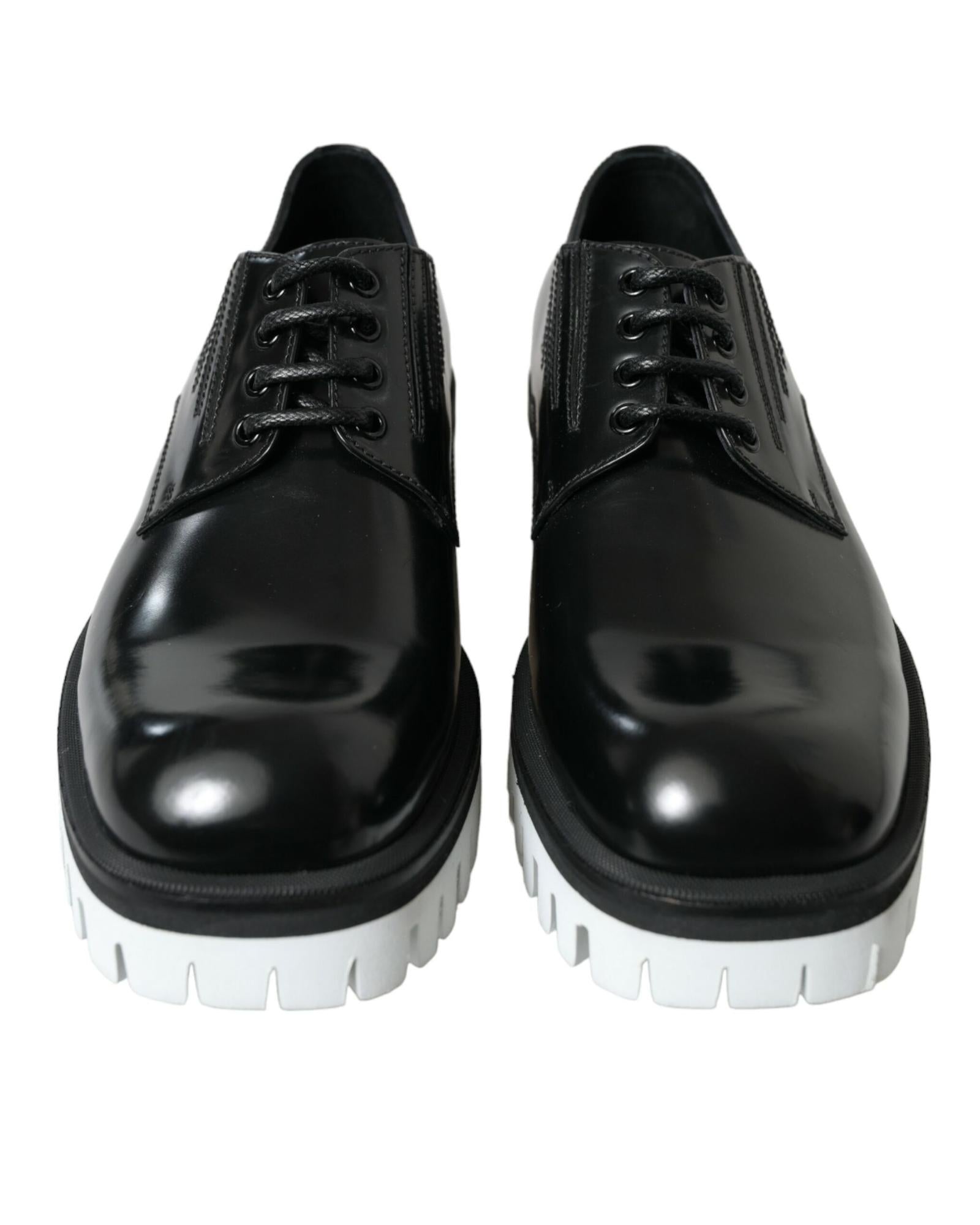 Dolce & Gabbana Men's Black Leather Derby Lace-Up Shoes