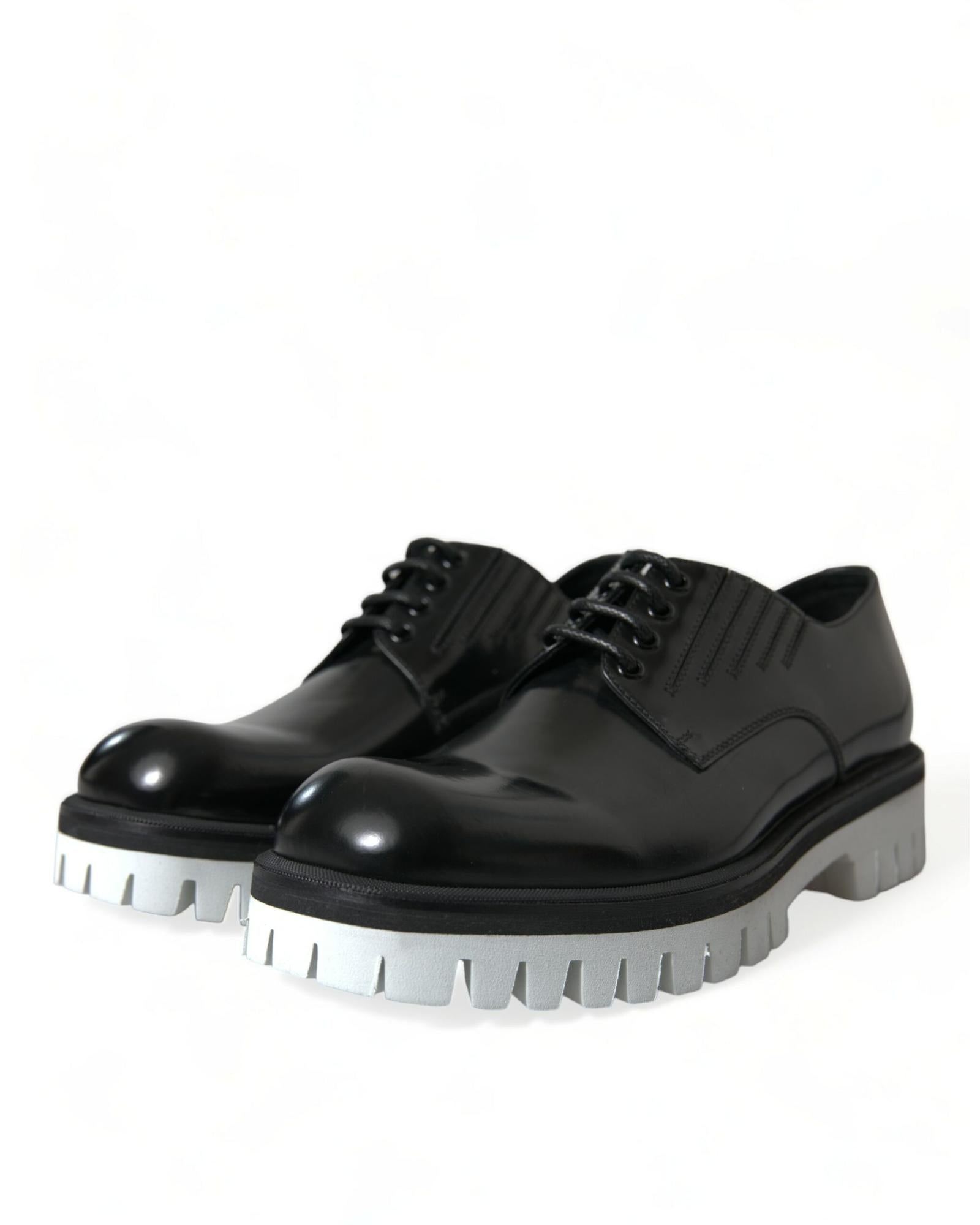 Dolce & Gabbana Men's Black Leather Derby Lace-Up Shoes