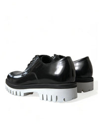 Dolce & Gabbana Men's Black Leather Derby Lace-Up Shoes