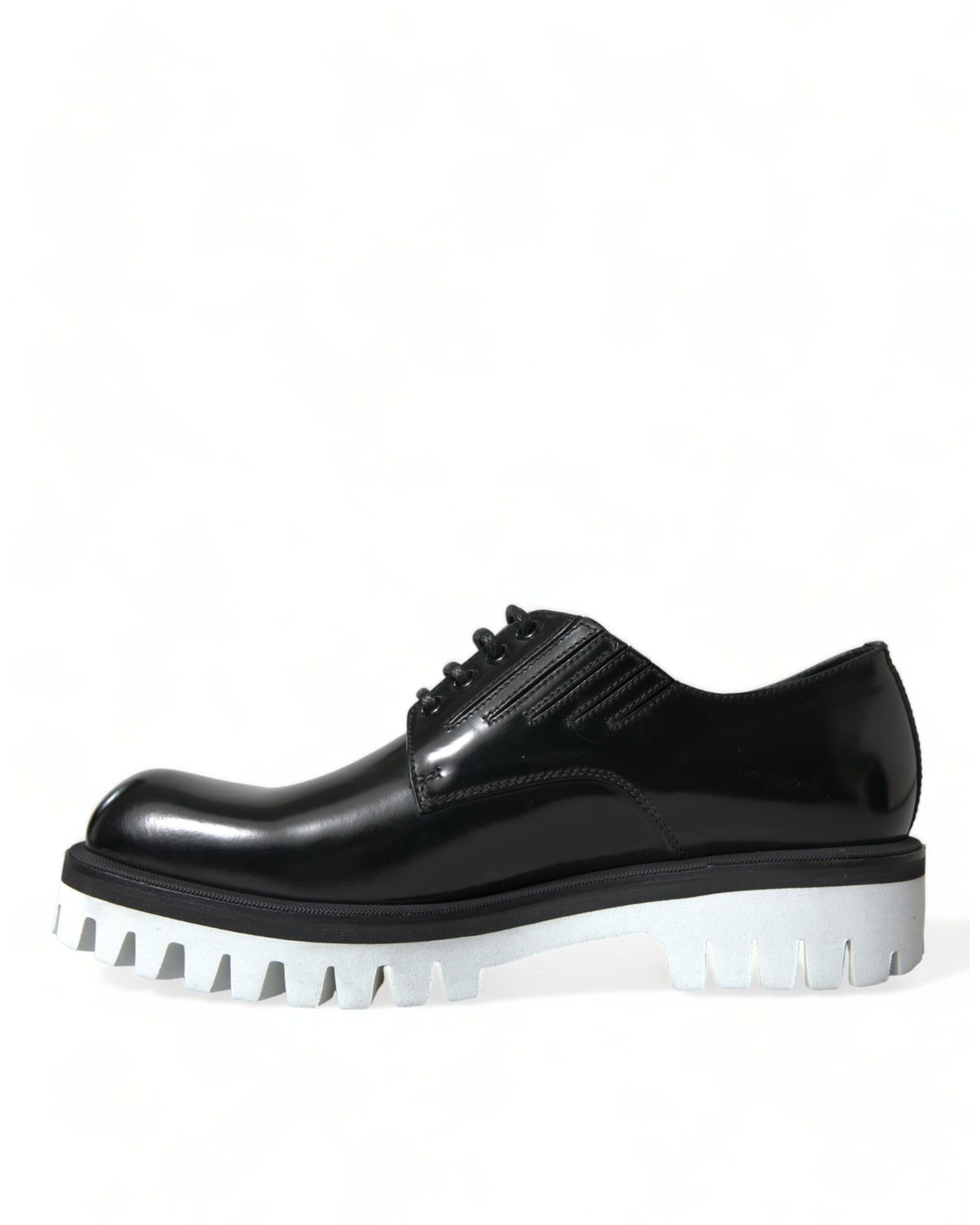 Dolce & Gabbana Men's Black Leather Derby Lace-Up Shoes