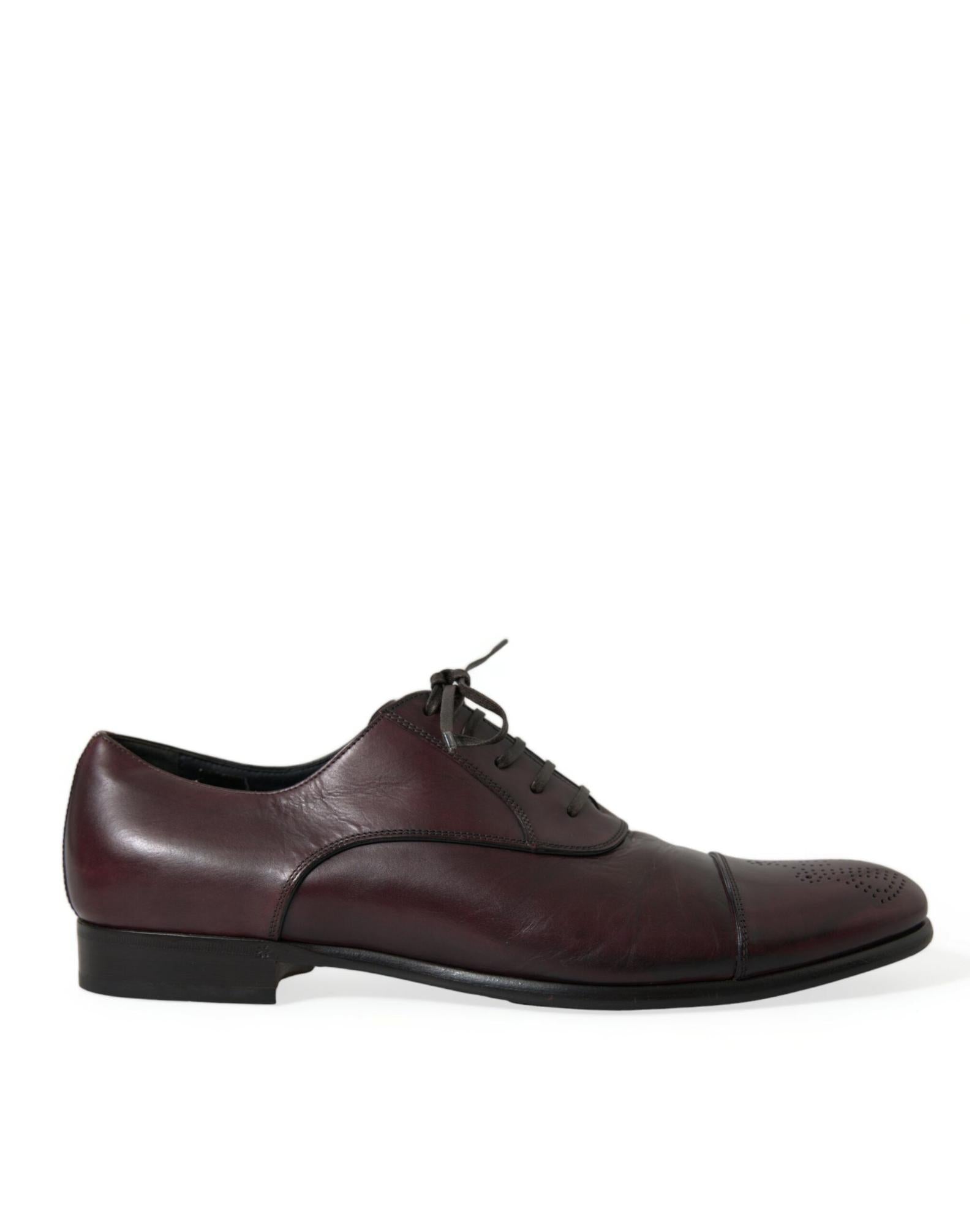 Dolce & Gabbana Burgundy Leather Cap Toe Oxford 11 Bordeaux