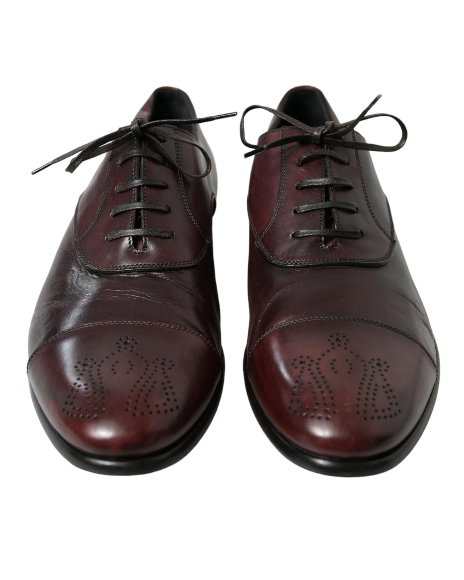 Dolce & Gabbana Burgundy Leather Cap Toe Oxford