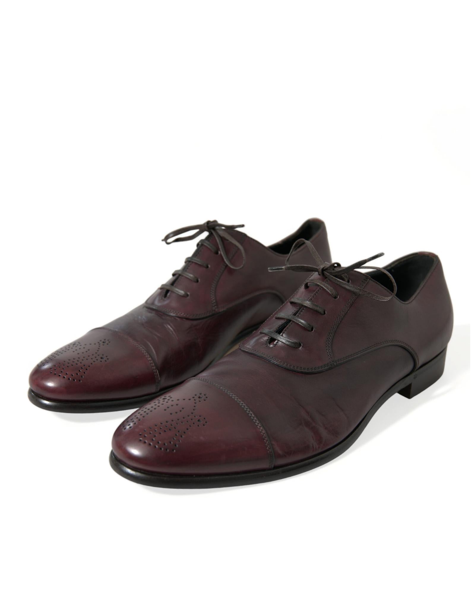 Dolce & Gabbana Burgundy Leather Cap Toe Oxford
