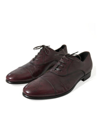 Dolce & Gabbana Burgundy Leather Cap Toe Oxford