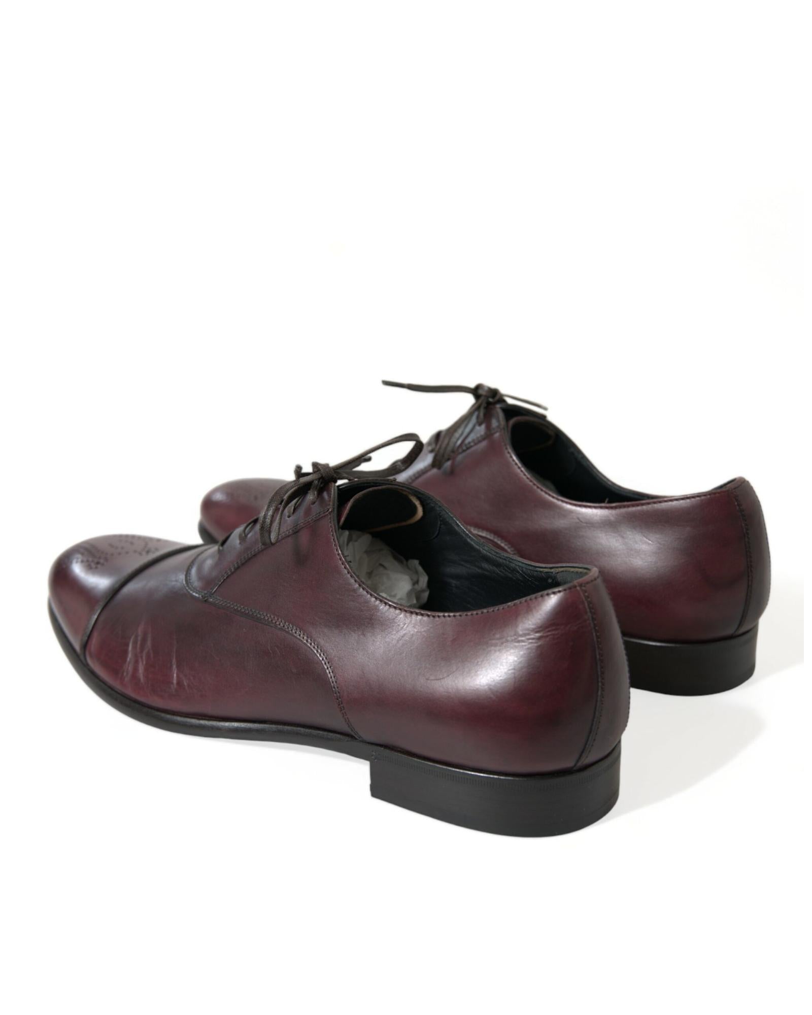 Dolce & Gabbana Burgundy Leather Cap Toe Oxford