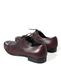 Dolce & Gabbana Burgundy Leather Cap Toe Oxford
