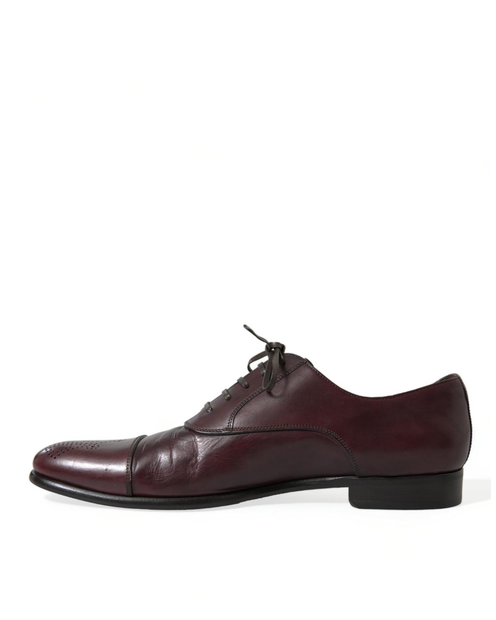 Dolce & Gabbana Burgundy Leather Cap Toe Oxford