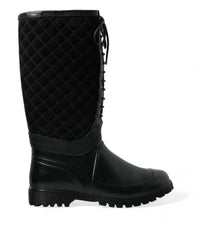 Dolce & Gabbana Lace-up Rain Boots for Women Black