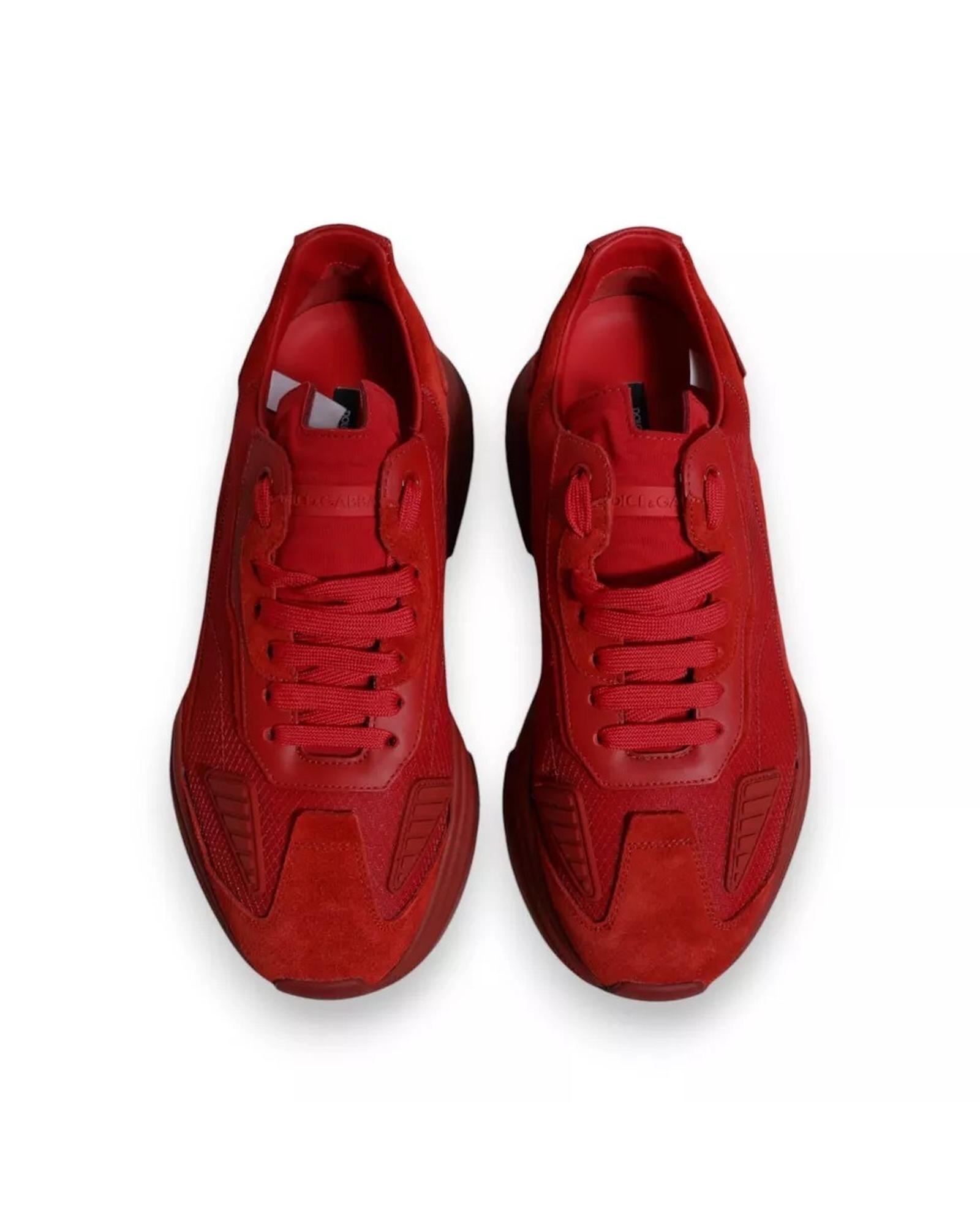 Dolce & Gabbana Leather Daymaster Low Top Sneakers with Logo Details Men Red