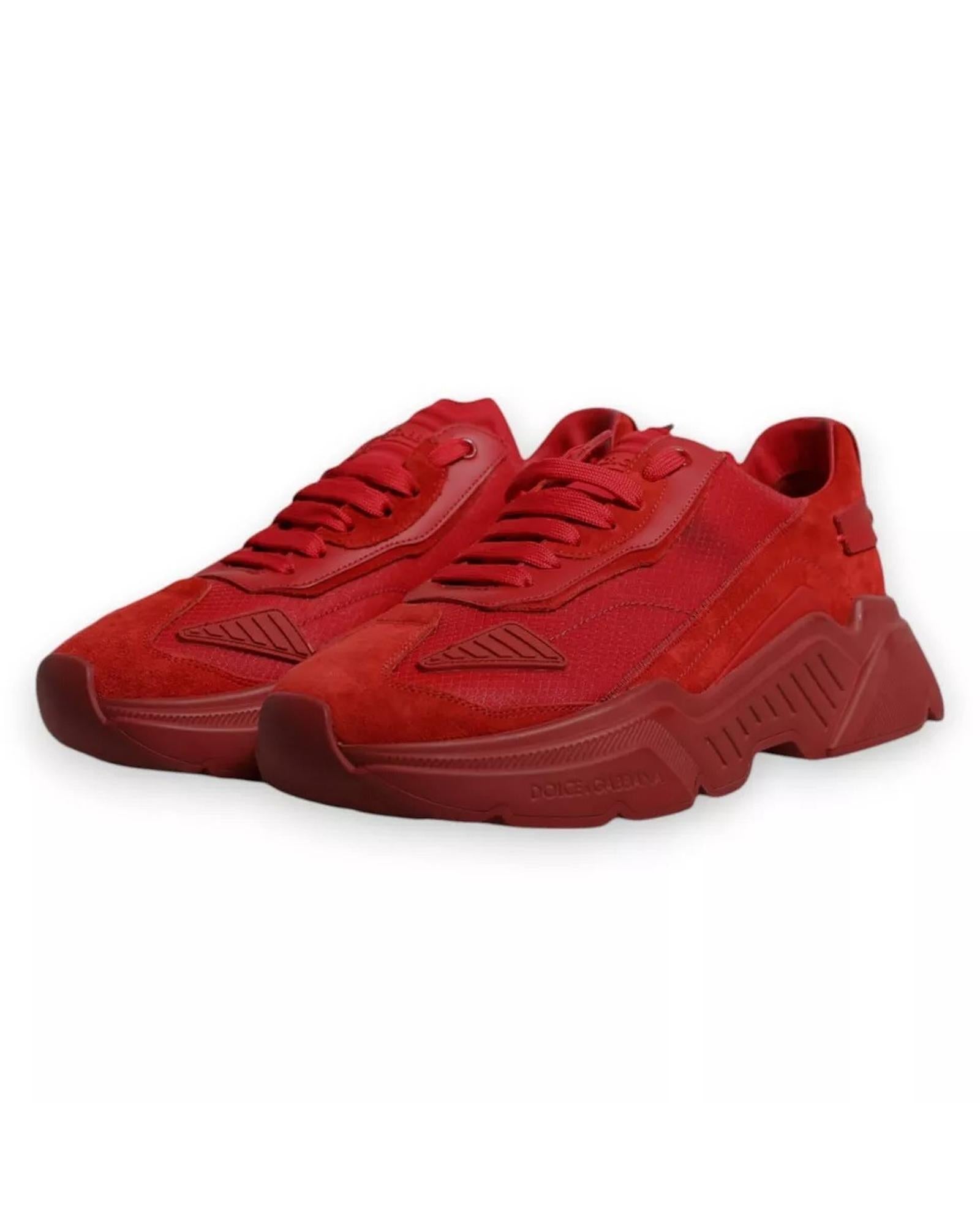 Dolce & Gabbana Leather Daymaster Low Top Sneakers with Logo Details Men Red