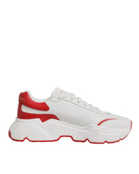 Dolce & Gabbana Portofino Leather Sneakers Casual Men White And Red 8 White and Red