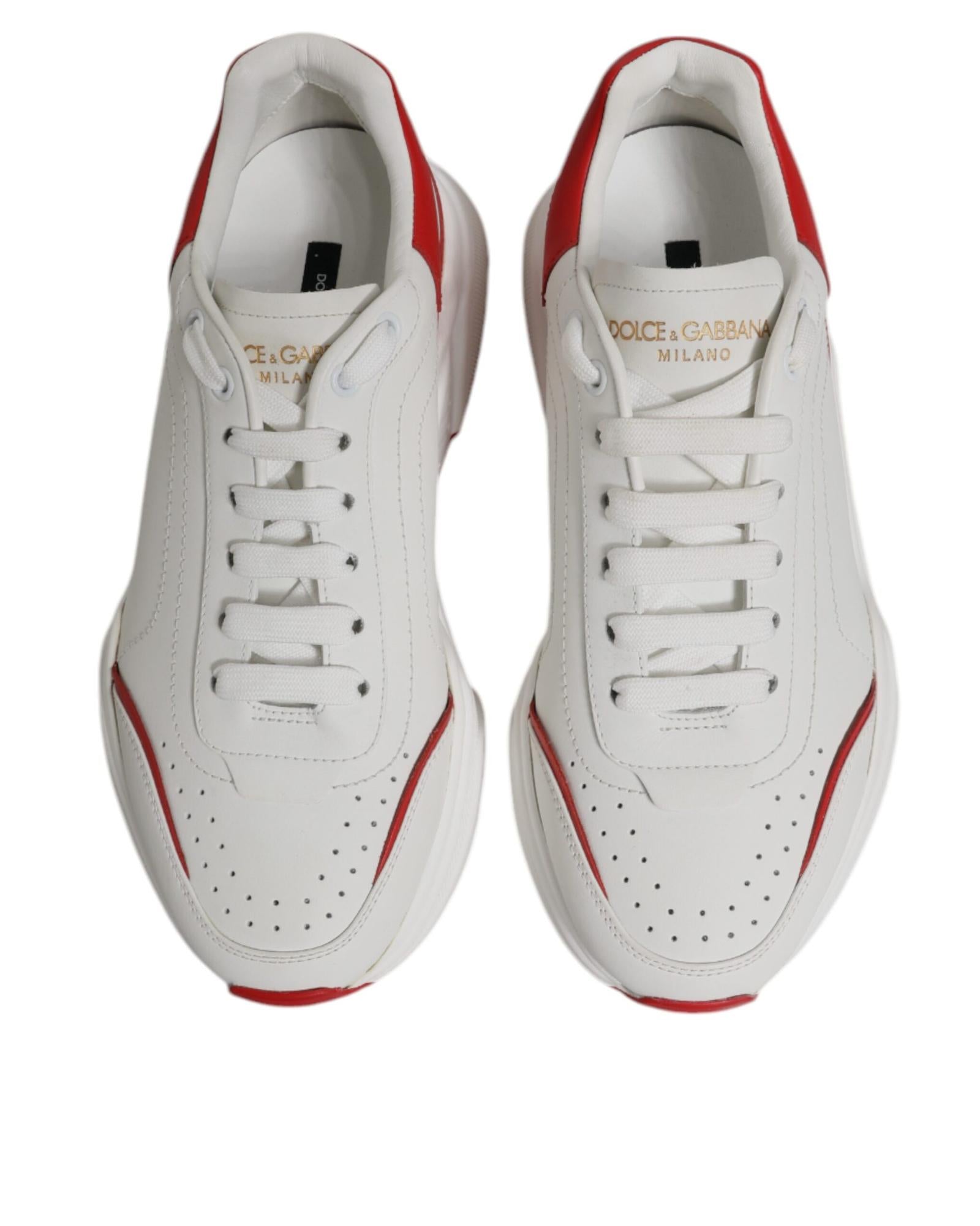 Dolce & Gabbana Portofino Leather Sneakers Casual Men White And Red