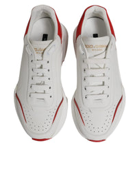 Dolce & Gabbana Portofino Leather Sneakers Casual Men White And Red