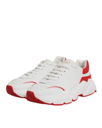 Dolce & Gabbana Portofino Leather Sneakers Casual Men White And Red