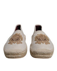 Dolce & Gabbana Embroidered Canvas Espadrilles Men Beige Casual