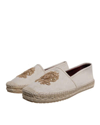 Dolce & Gabbana Embroidered Canvas Espadrilles Men Beige Casual