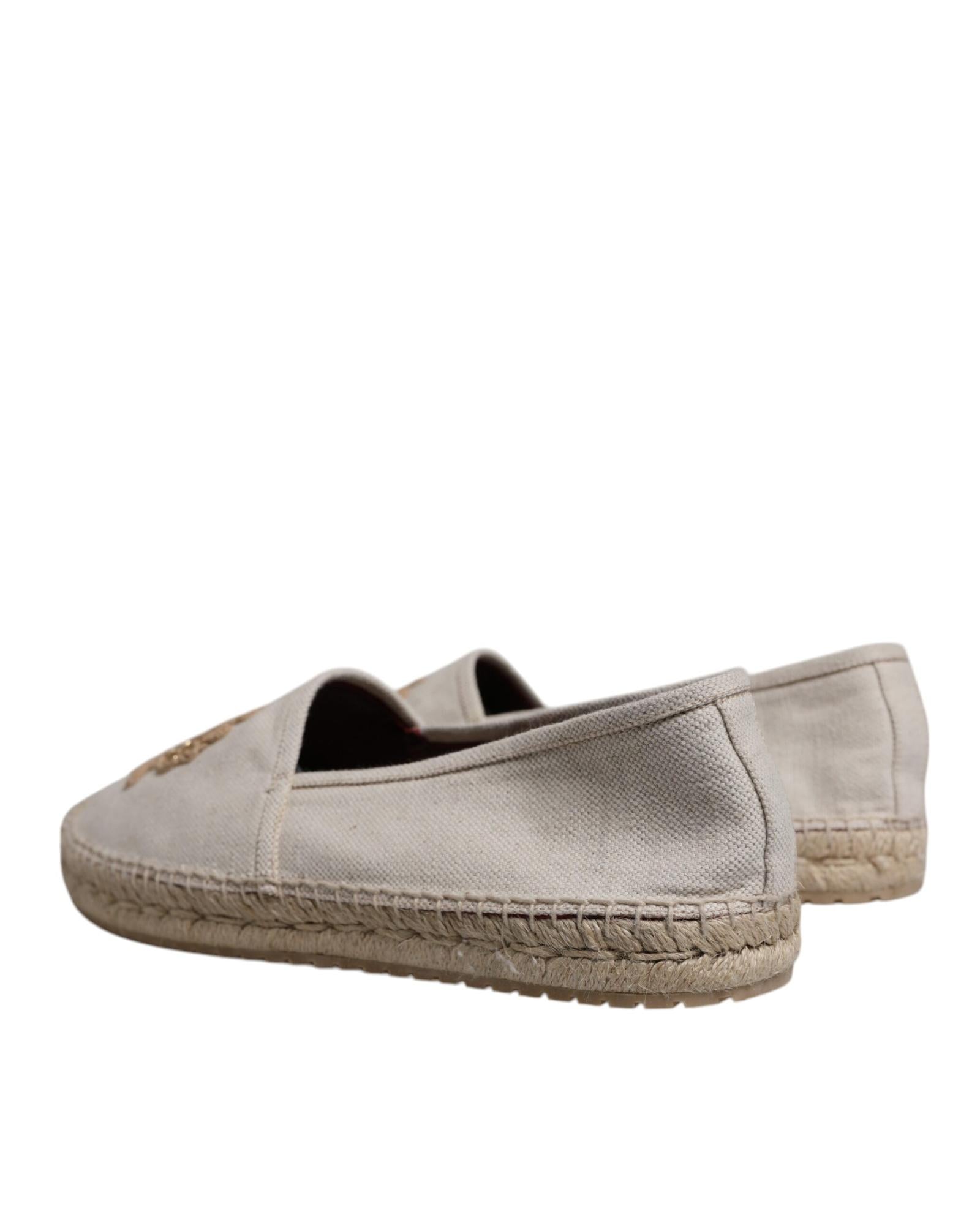 Dolce & Gabbana Embroidered Canvas Espadrilles Men Beige Casual