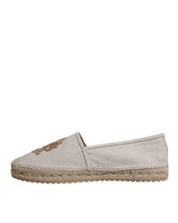 Dolce & Gabbana Embroidered Canvas Espadrilles Men Beige Casual
