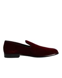 Dolce & Gabbana Velvet Loafers SlipOn Men Red 43 Red