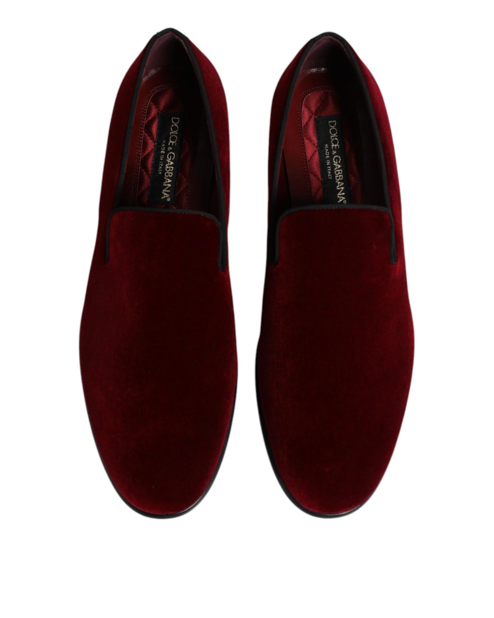 Dolce & Gabbana Velvet Loafers SlipOn Men Red