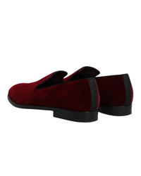 Dolce & Gabbana Velvet Loafers SlipOn Men Red