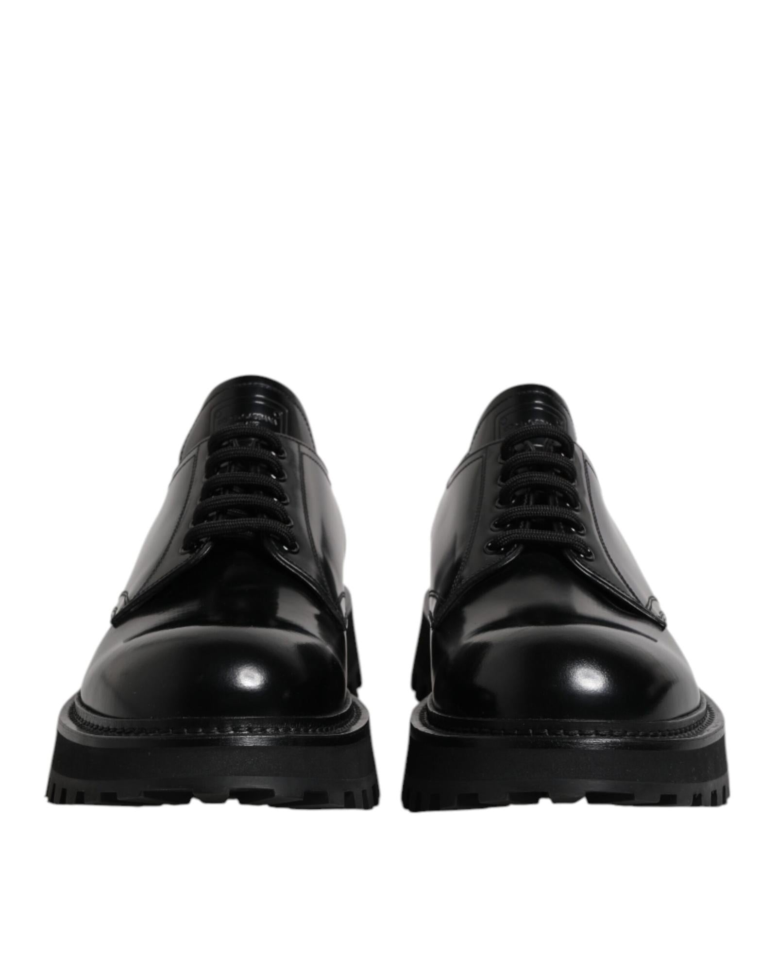 Dolce & Gabbana Lug Sole Leather Oxfords Men Black Formal Shoes