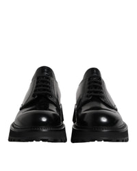 Dolce & Gabbana Lug Sole Leather Oxfords Men Black Formal Shoes