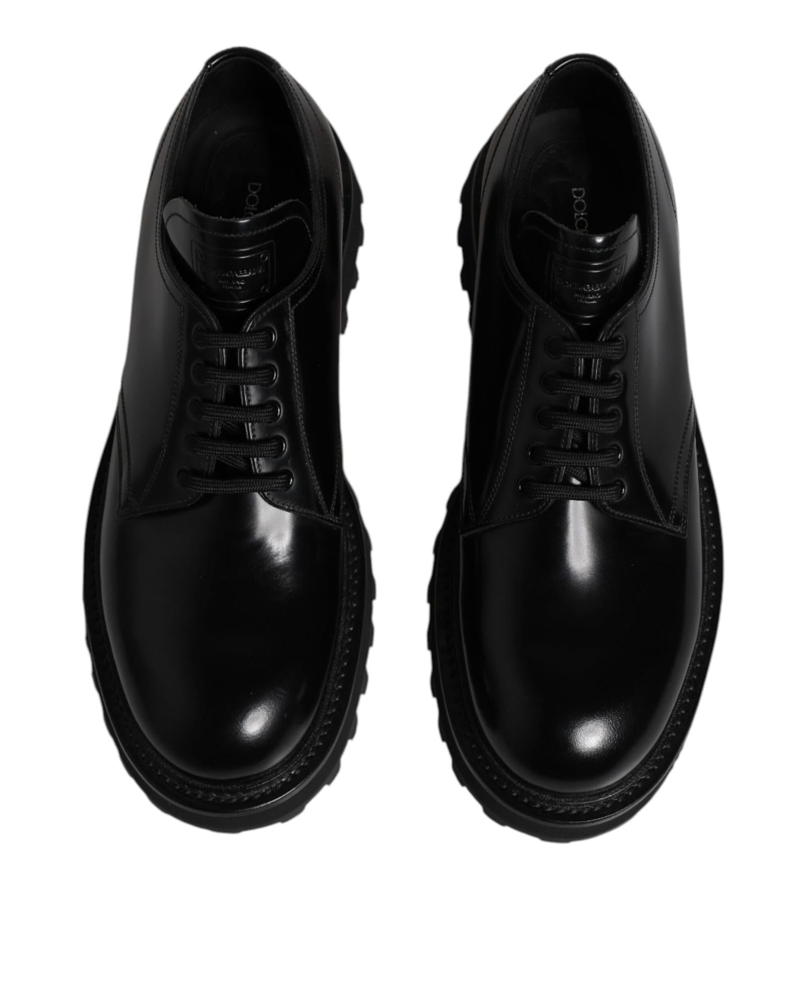 Dolce & Gabbana Lug Sole Leather Oxfords Men Black Formal Shoes