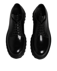 Dolce & Gabbana Lug Sole Leather Oxfords Men Black Formal Shoes