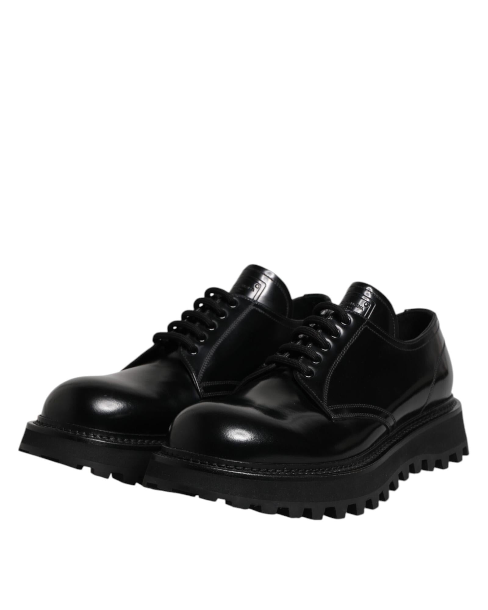 Dolce & Gabbana Lug Sole Leather Oxfords Men Black Formal Shoes