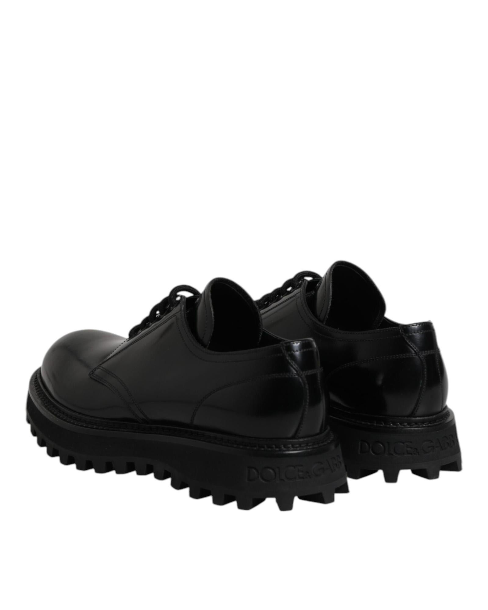 Dolce & Gabbana Lug Sole Leather Oxfords Men Black Formal Shoes