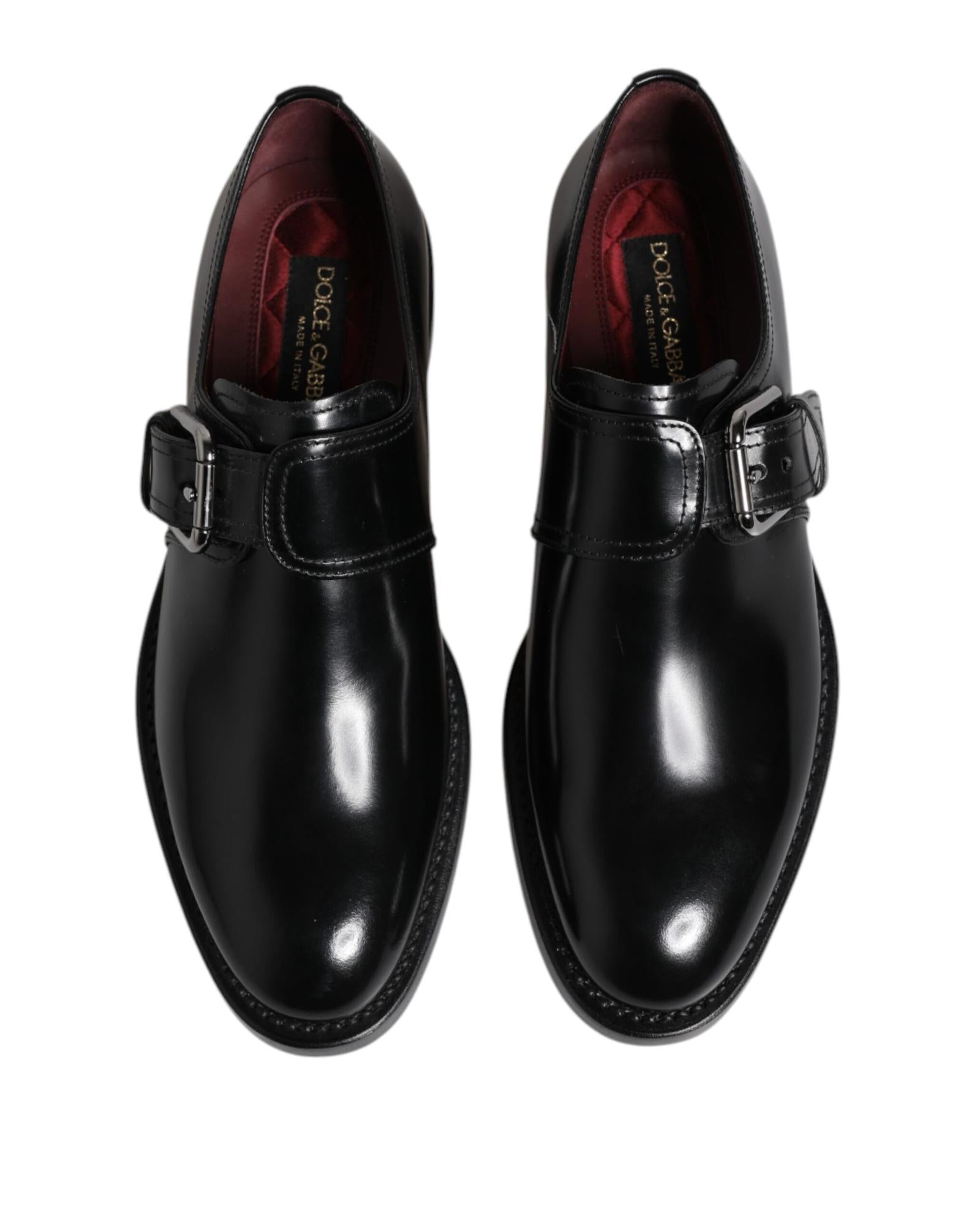 Dolce & Gabbana Monk Strap Leather Shoe Men Black Formal