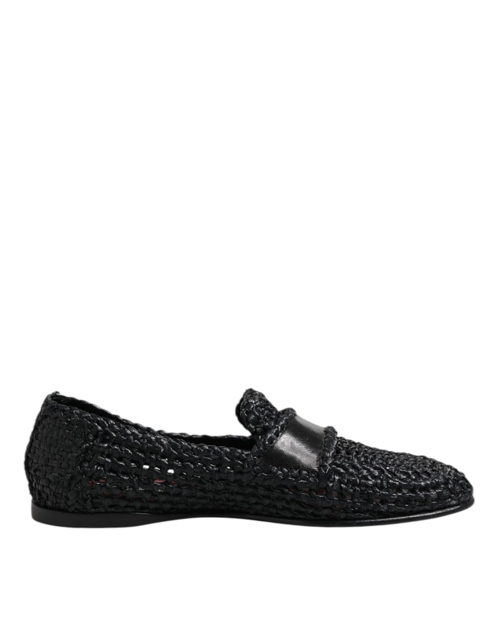 Dolce & Gabbana Raffia Woven Loafers Men Black 39 Black