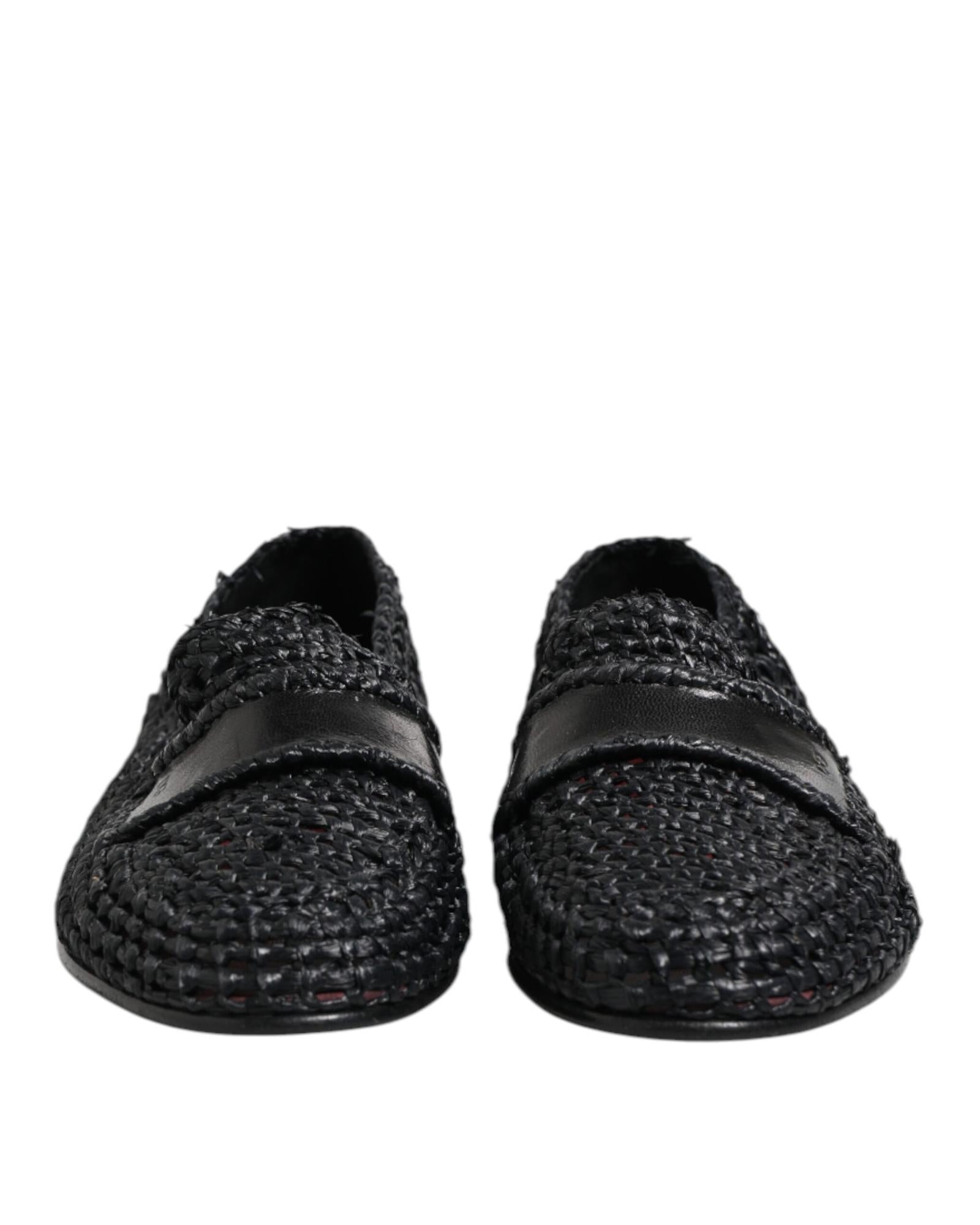 Dolce & Gabbana Raffia Woven Loafers Men Black