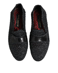 Dolce & Gabbana Raffia Woven Loafers Men Black