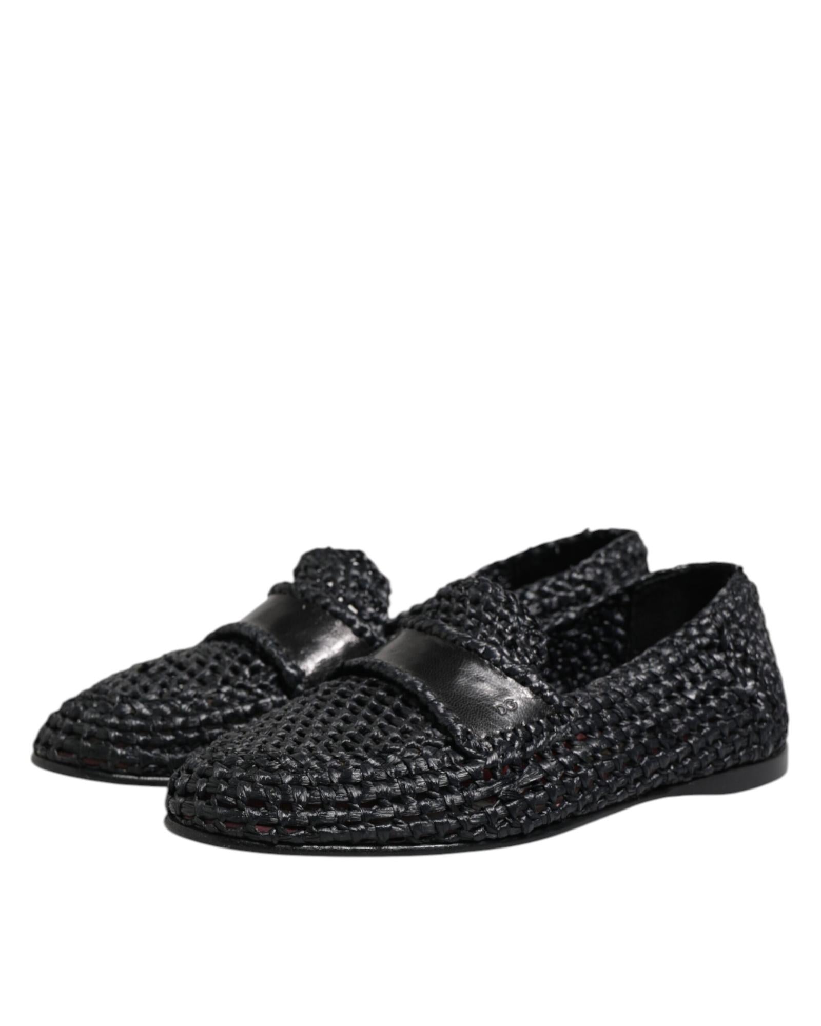 Dolce & Gabbana Raffia Woven Loafers Men Black