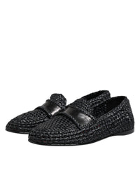 Dolce & Gabbana Raffia Woven Loafers Men Black