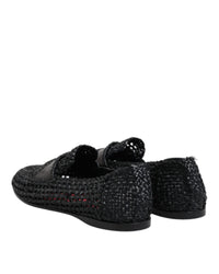 Dolce & Gabbana Raffia Woven Loafers Men Black
