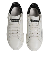 Dolce & Gabbana Leather Sneakers Twotone Design Men Blackwhite