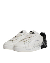 Dolce & Gabbana Leather Sneakers Twotone Design Men Blackwhite