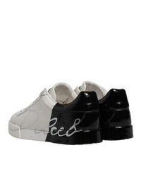 Dolce & Gabbana Leather Sneakers Twotone Design Men Blackwhite