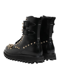 Dolce & Gabbana Embellished Studded Combat Boot Men Black