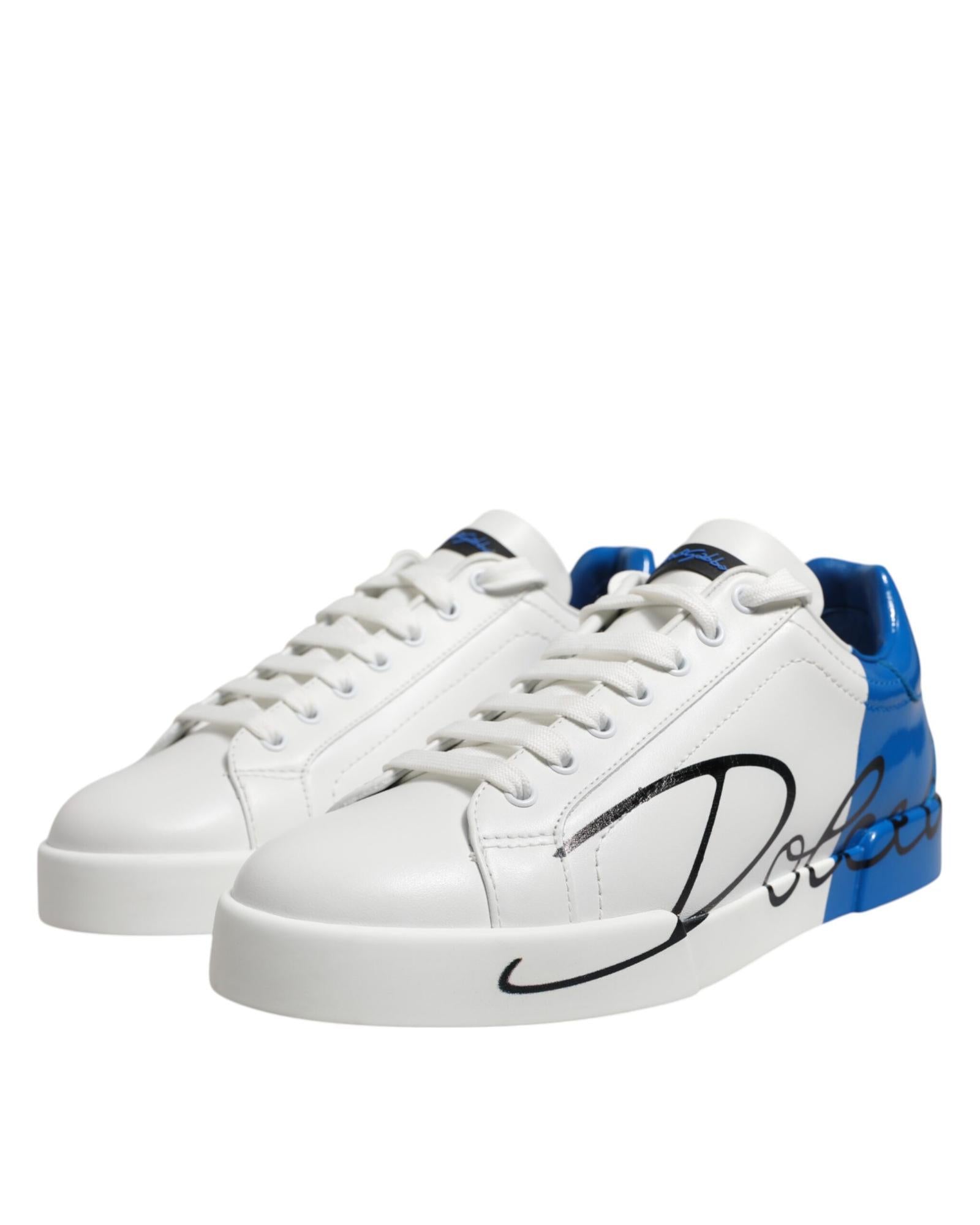 Dolce & Gabbana Portofino LowTop Leather Sneaker Men Blue