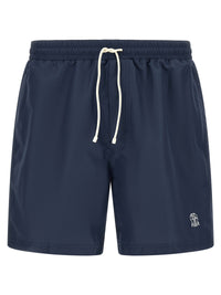 Brunello Cucinelli Men Logo Embroidery Swimsuit
